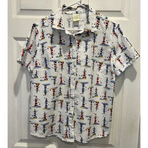 Vintage‎ Blair Lighthouse  Button Down Women’s Size Medium Short Sleeve Nautical